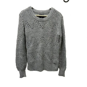 Abercrombie & FitchWomens Sweater S Gray Wool Alpaca Blend Open Knit Chunky